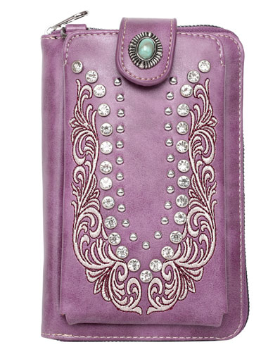 American Bling Embossed Collection Crossbody WALLET Purse