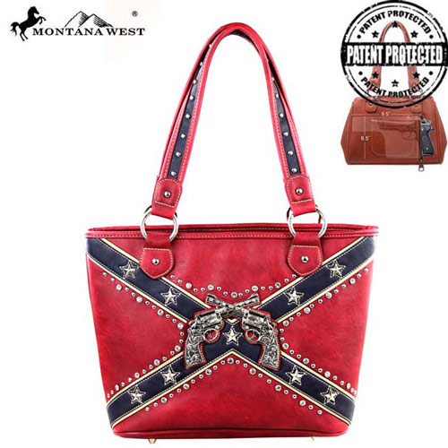 Confederate FLAG Design Star Stud Tote Bag Red