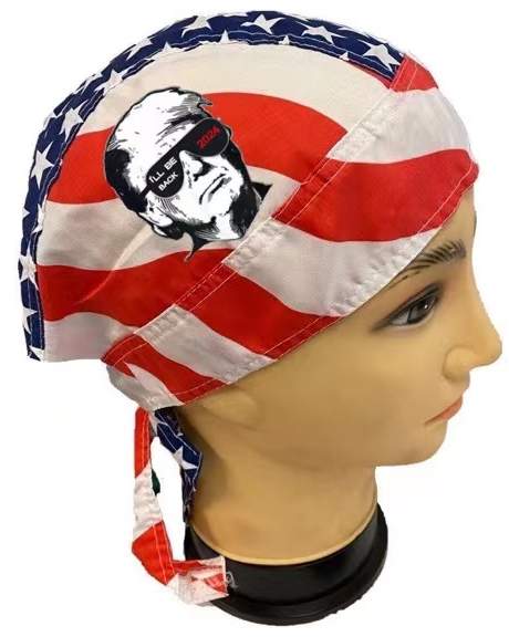 USA Flag Style Trump 2024 I'll Be Back SKULL Cap