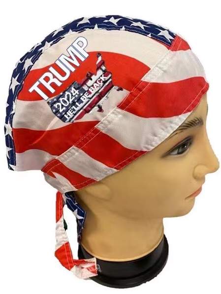 Trump 2024 He'll Be Back USA Flag Style Skull Cap