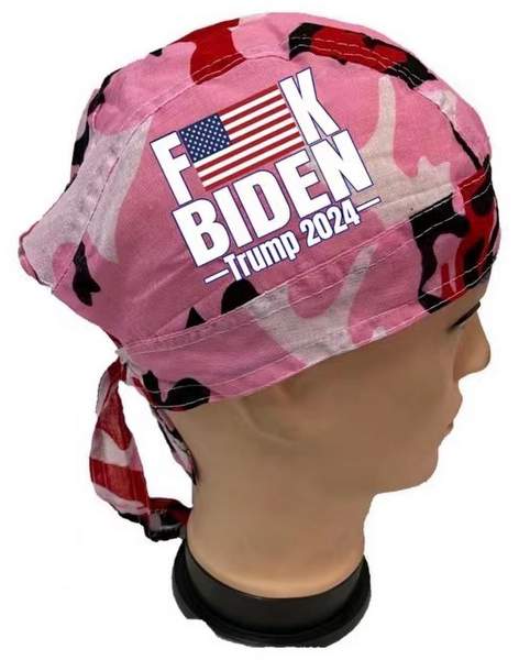 F**K BIDEN Trump 2024 Pink SKULL Cap