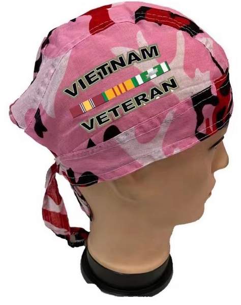 Vietnam Veteran Pink Camo SKULL Cap