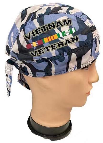 Vietnam Veteran Blue Camo Skull Cap