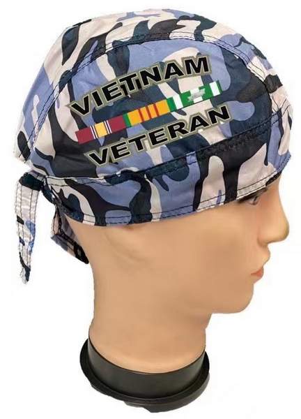 Vietnam Veteran Blue Camo SKULL Cap