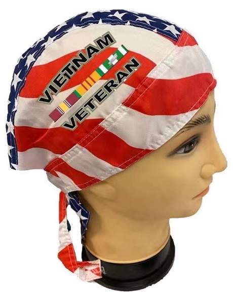 Vietnam Veteran USA Flag Skull Cap