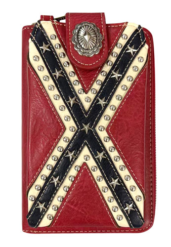 Confederate Flag Design Star Stud Crossbody Wallet PURSE
