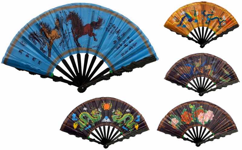 Wholesale Hand Fan with Horse, DRAGON, Flower Design
