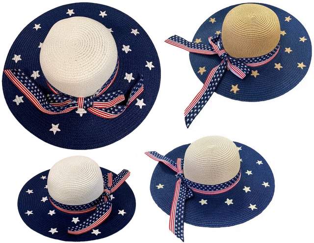 Wholesale LADIES Summer Americana Woven Hat with Bow