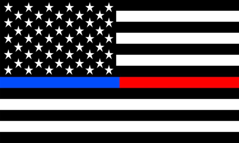 Wholesale Thin Red & Blue Line Fire Fighter Police American FLAG