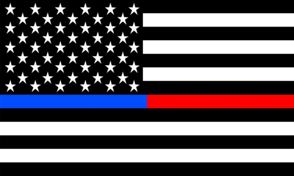 Wholesale Thin Red & Blue Line Fire Fighter POLICE American Flag