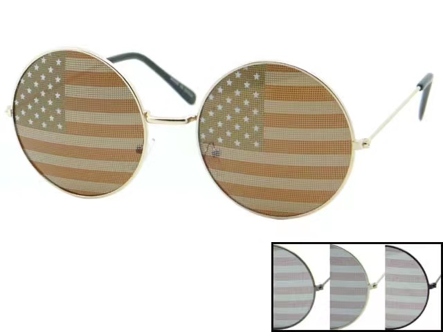 Wholesale Metal Frame Circle Shape American Flag Sunglass