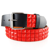 3-Row Metal Pyramid Studded Leather BELT Unisex Mens Womens