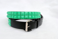 2-Row Metal Pyramid Studded kids Leather BELT Unisex boy girl