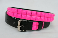 Pink 2-Row Metal Pyramid Studded kids Leather BELT girls