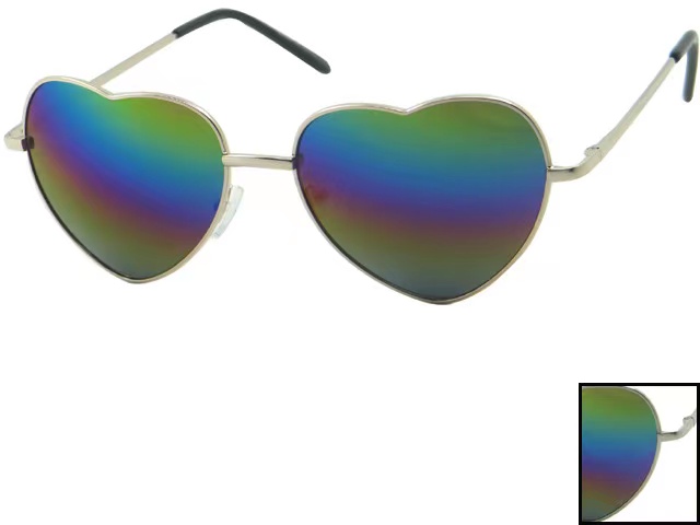 Wholesale Heart Shaped Metal Rainbow Color SUNGLASSES