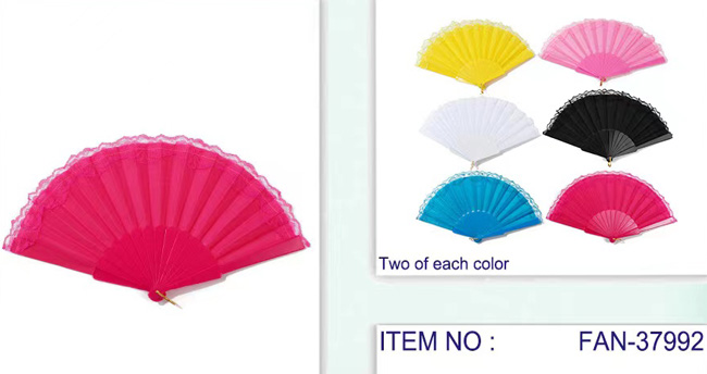 Wholesale  Solid Color With Lace On Top Hand  FAN