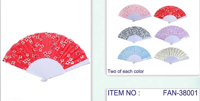 Wholesale With FLOWER Pattern On Solid Color Background Hand Fan