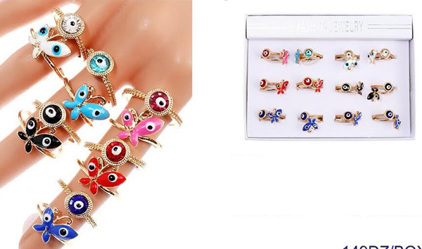 Wholesale Butterfly And Evil Eye Colorful Ring