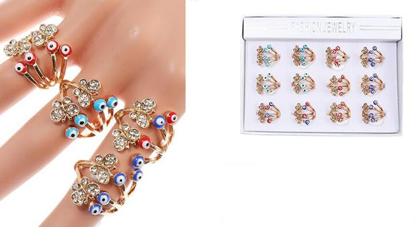 Wholesale Rhinestone Butterfly And Evil Eye RING