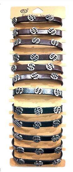 Faux Leather Bracelet DOLLAR Sign $$$