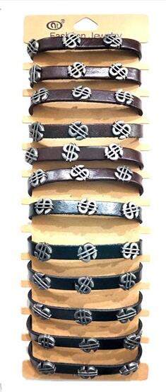 Faux LEATHER Bracelet Dollar Sign $$$