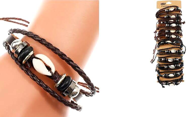 Wholesale Faux Leather Shell Bracelet