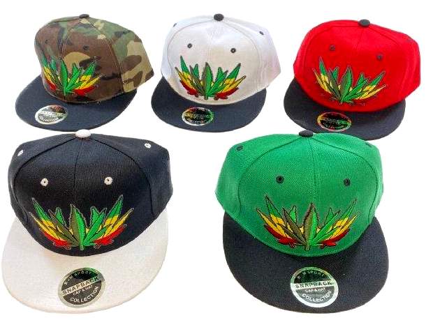Triple Marijuana Leaves Snap Back Flat Bill baseball cap/HAT