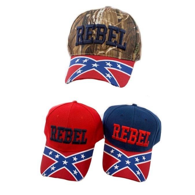 Wholesale Rebel Baseball CAP/Hat With Flag on Bill