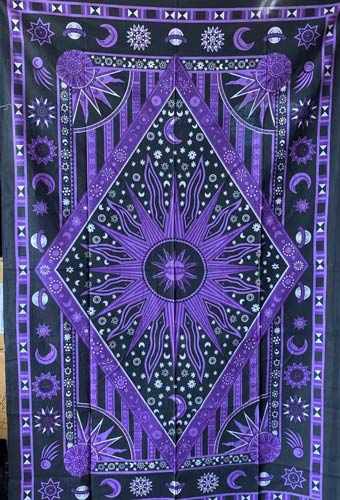 purple black burning sun TAPESTRY