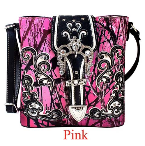 Wholesale Camo Design With Bucket Cross Body Pink