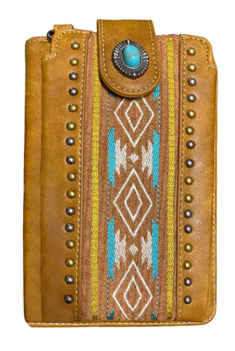 American Bling Aztec Collection Phone WALLET/Crossbody Brown