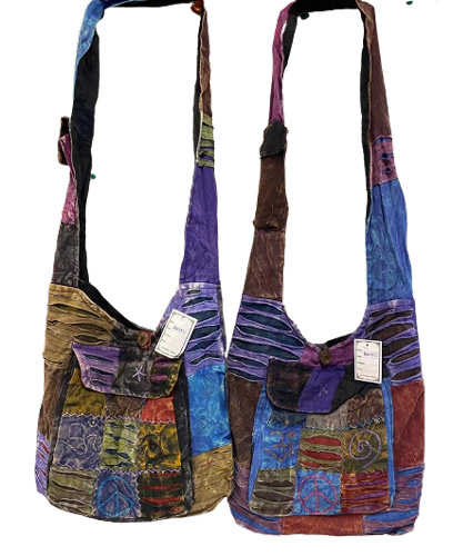 Handmade Patchwork Peace SIGN Hobo bags with large front p