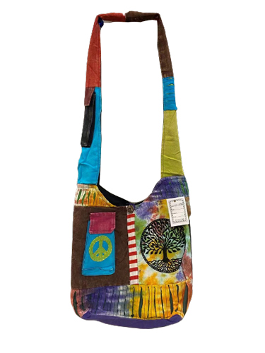 TIE DYE Razor Cut Tree of Life Handmade hobo bags with pocket