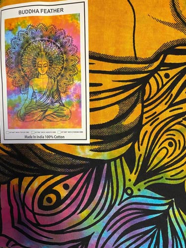 Tie Dye Buddha Feather graphic TAPESTRIES