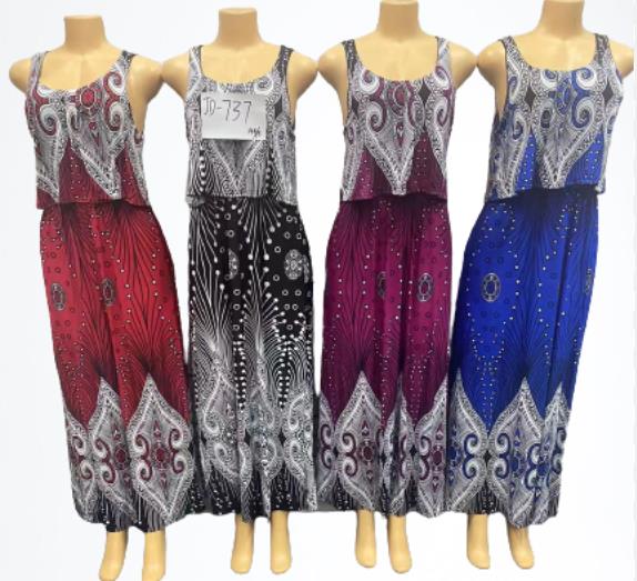 Wholesale Long Summer Dresses Sleeveless Assorted Colors and Size