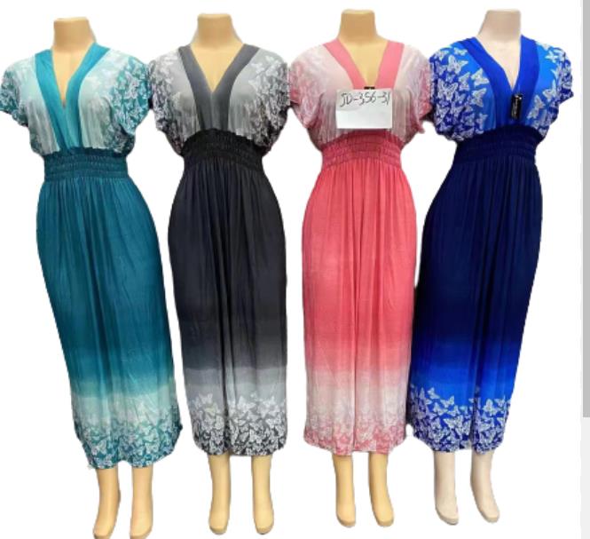 Wholesale Ombre Colored V Neck Maxi Dresses with Butterflies