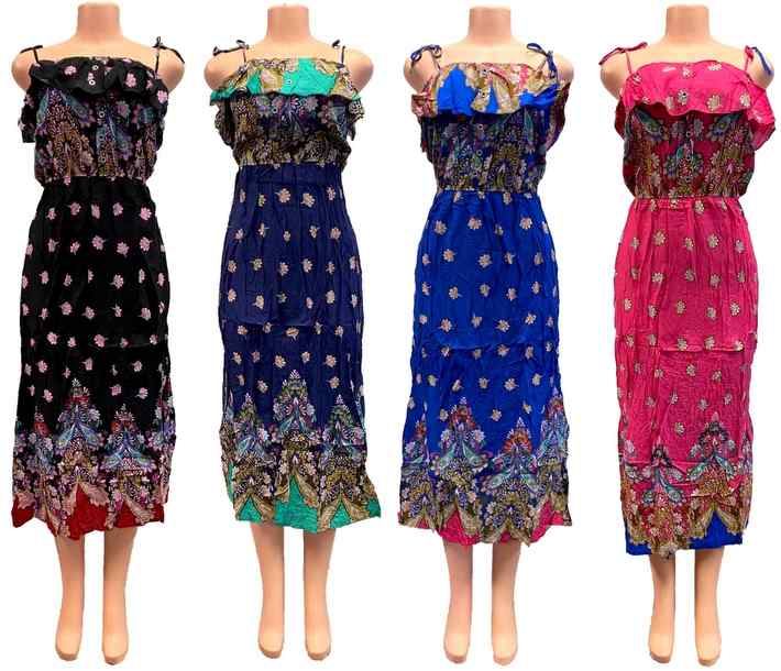 Wholesale Tie STRAP Culture Colors Long Dresses