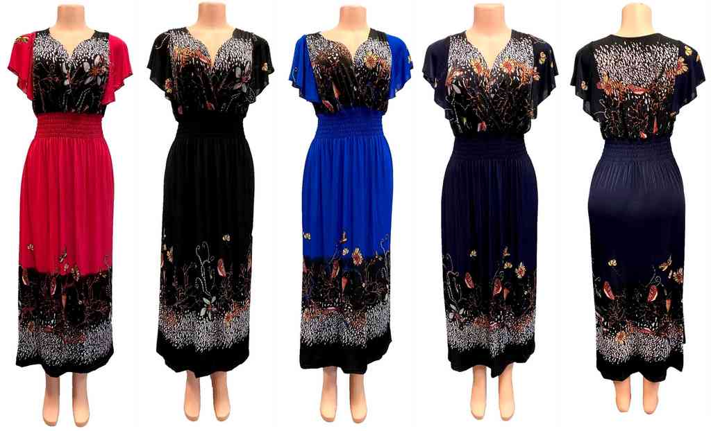 Wholesale Ruffle Shoulder Floral SUN Dresses