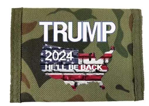 Trump Camo Canvas Tri-fold WALLET He'll Be Back