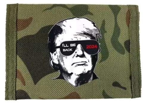 Trump Camo Canvas Tri-fold WALLET I'll Be Back