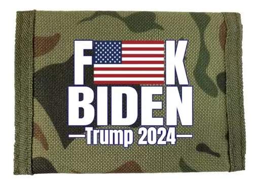 Trump 2024 Camo Canvas Tri-fold WALLET F**K BIDEN