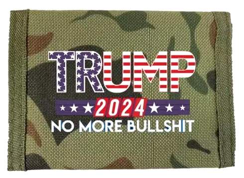 Trump 2024 Camo Canvas Tri-fold WALLET No More Bullshit