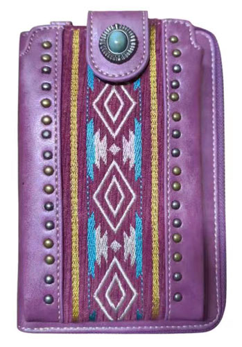 American Bling Aztec Collection Phone WALLET/Crossbody Purple