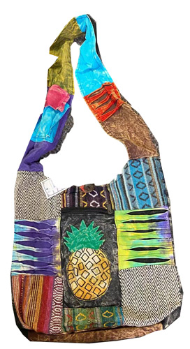 Pineapple Embroidered Handmade TIE DYE hobo bags