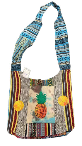 TIE DYE Handmade Pineapple Embroideries hobo bags