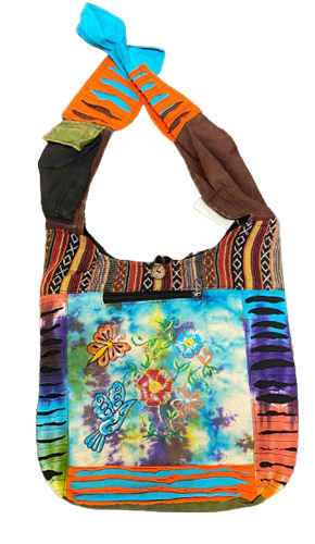 TIE Dye butterfly flower bird Embroidered hobo bags