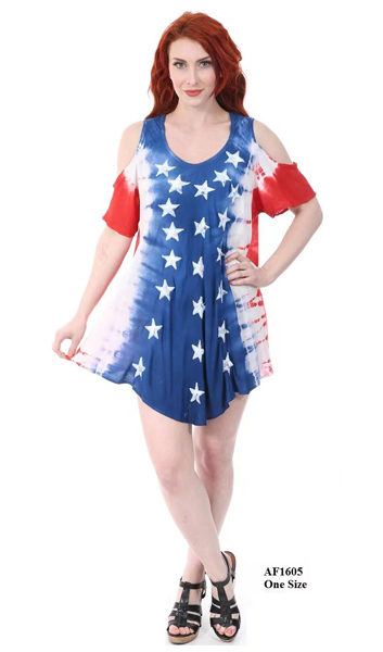 Wholesale Indian Rayon TOP Tie Dye  American Flag Design