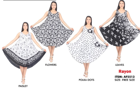 Wholesale Black and White Collection Rayon Dresses