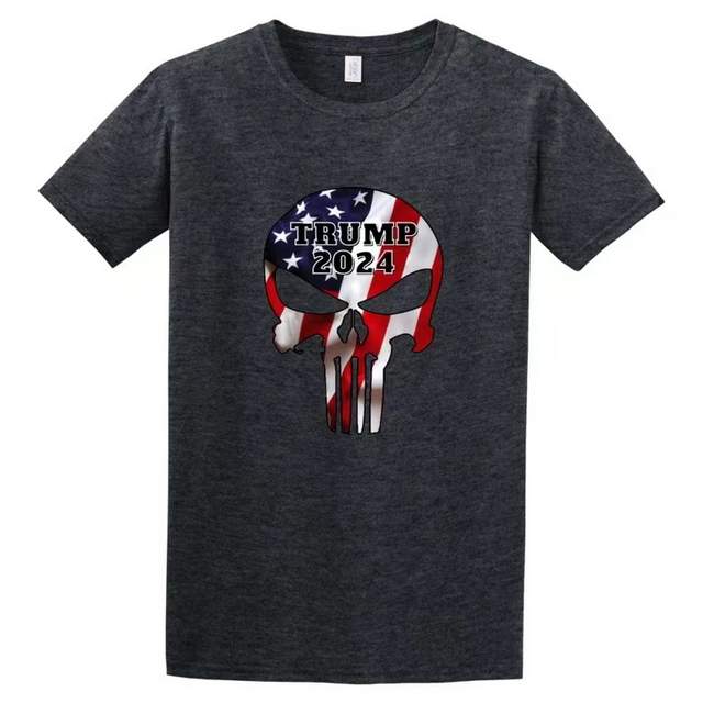 USA Punisher SKULL Trump 2024 Dark Heather color T-shirt