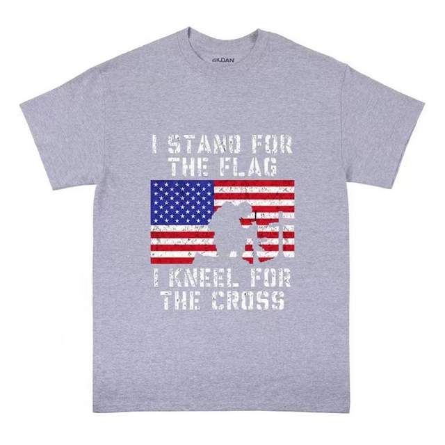 I Stand For the FLAG Kneel For the Cross Sports Gray T Shirts